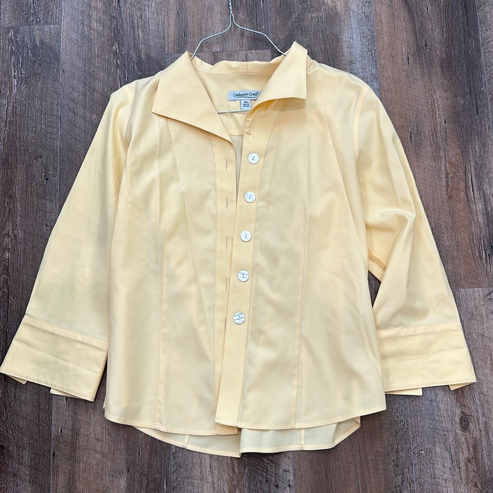 yellow long sleeve button down